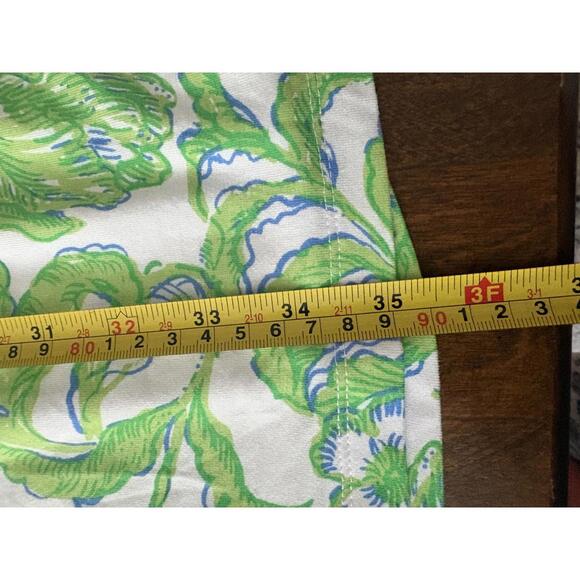 Lilly Pulitzer Short Sleeve Green and White Floral Print Dress with Side Tie - Picture 4 of 11